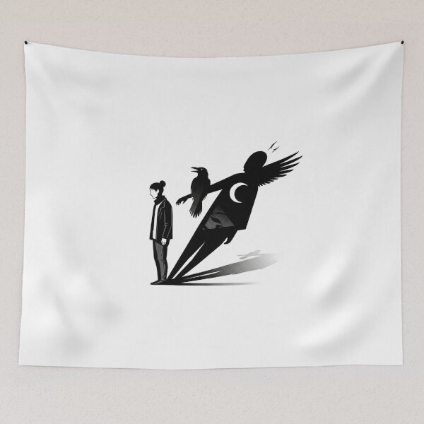 Item preview, Introspective Shadow Man Raven Gothic Monochrome Minimalist Art designed and sold by INNER WINNER YOU.