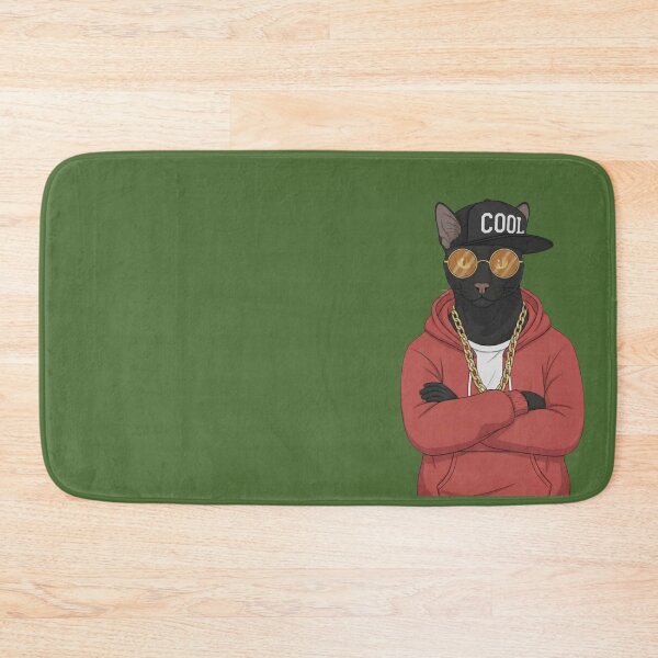 Item preview, Cool Streetwear Black Cat with Green Beanie and Gold Chain designed and sold by TheCoolCrowd.