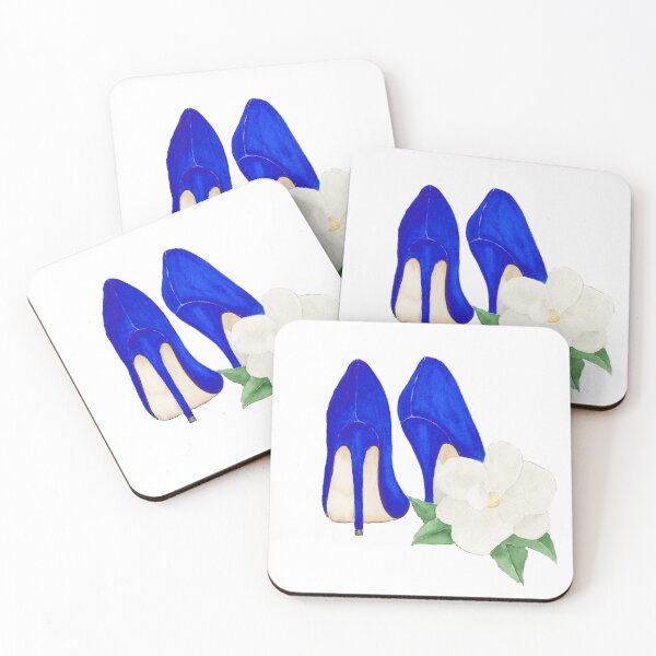 Item preview, Tropical Destination - Blue high heel shoes with magnolia flower designed and sold by Watercolor by Jane.
