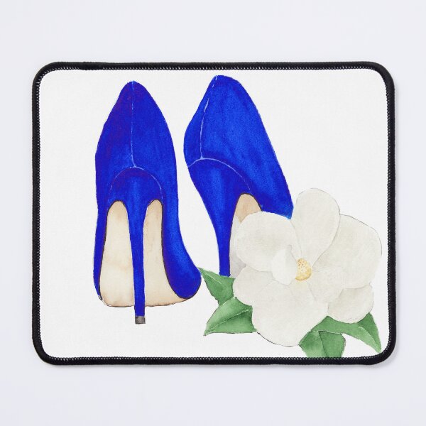 Item preview, Tropical Destination - Blue high heel shoes with magnolia flower designed and sold by Watercolor by Jane.