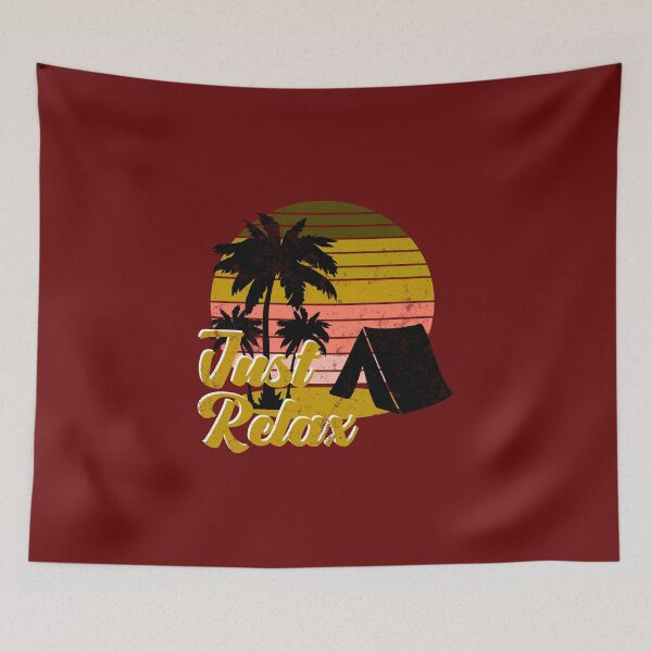 Item preview, Retro Sunset Camping – Just Relax Beach & Tent Art designed and sold by designRshop999.