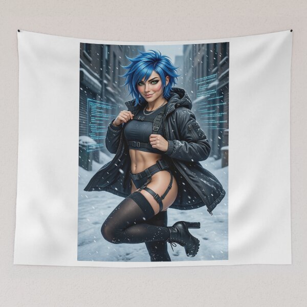 Item preview, Cipher Thorne Blue Hair Techwear Snow designed and sold by CathryneDelamort.