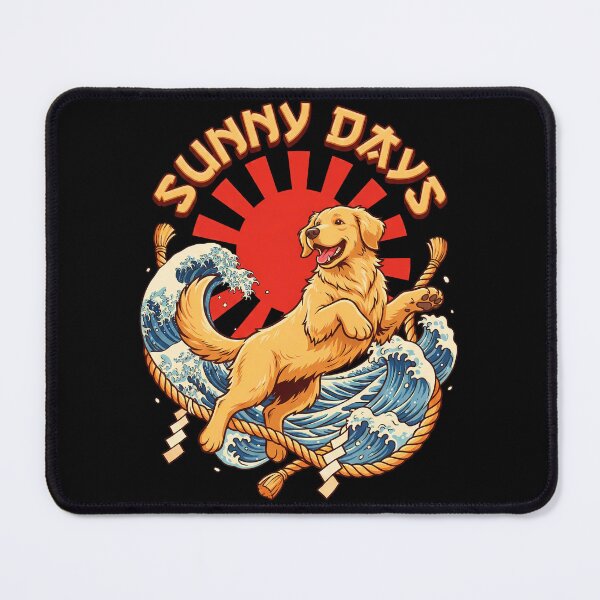 Item preview, Joyful Golden Retriever Catching Sun with Rope and Waves designed and sold by Tong4130.