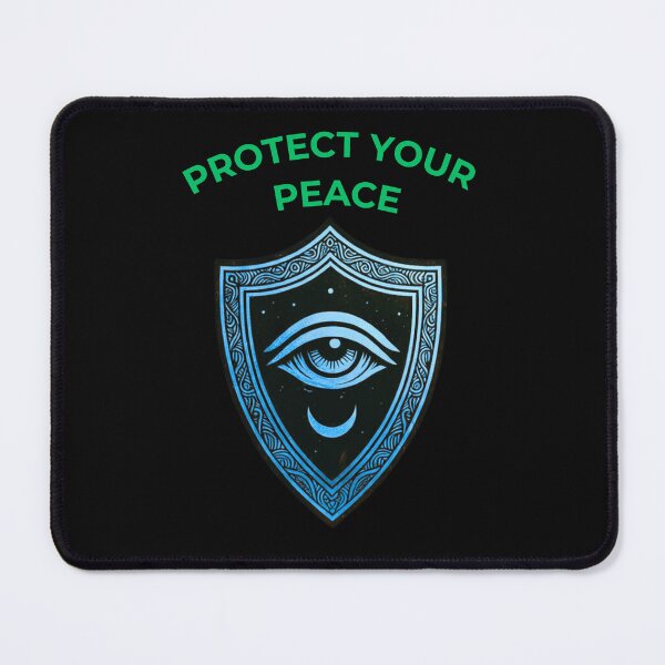 Item preview, Protect Your Peace – Calm Boundary Quote with Eye and Moon Shield Symbol designed and sold by AdicretorDesign.