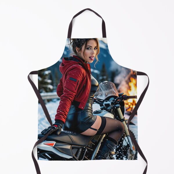 Item preview, Red Jacket Biker Girl In Snow designed and sold by CathryneDelamort.