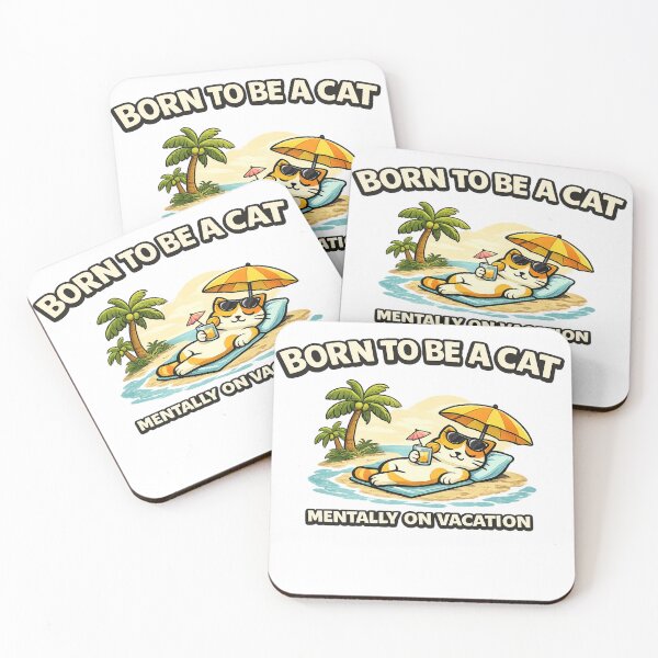 Item preview, Born to Be a Cat Mentally on Vacation Funny Cat Lover Design designed and sold by Purdiole-art.