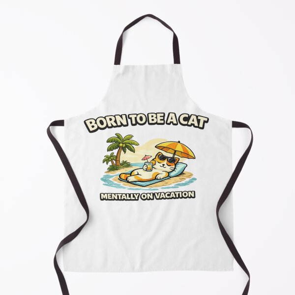 Item preview, Born to Be a Cat Mentally on Vacation Funny Cat Lover Design designed and sold by Purdiole-art.