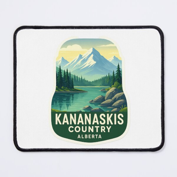 Item preview, Kananaskis Country Alberta Badge – Snowy Mountain Lake Scene designed and sold by Aryabek.