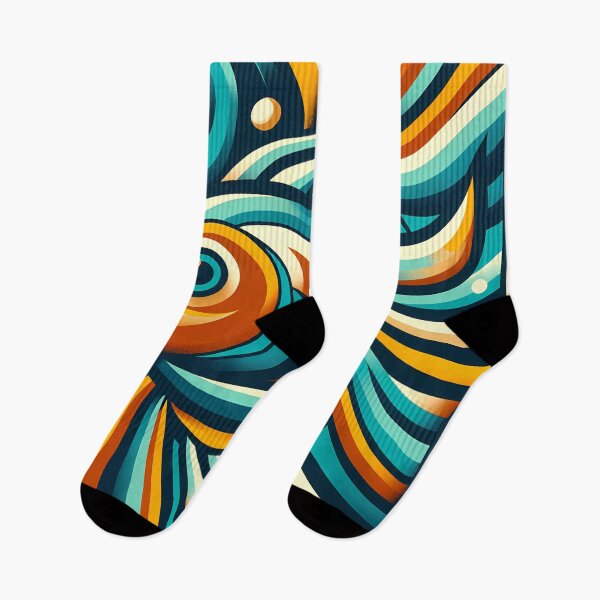 Item preview, Retro Abstract Fish Swirl in Teal and Orange designed and sold by InkSmithery.