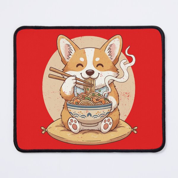 Item preview, cute corgi eating ramen kawaii t-shirt design designed and sold by TEEDESIGMSTUDIO.