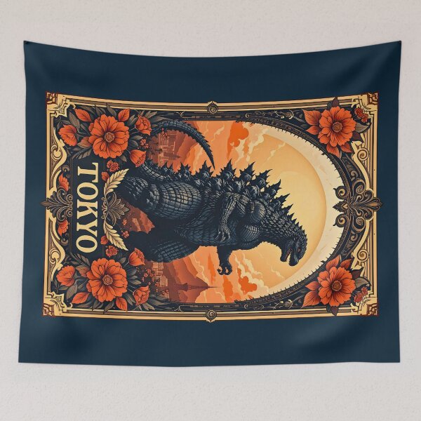 Item preview, Giant Tokyo Kaiju Monster Destroys City in Flames designed and sold by BorgSpareParts.