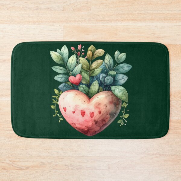 Item preview, Heart Shaped Planter with Green Leaves – Botanical Valentine Love Art designed and sold by Beamiverse.