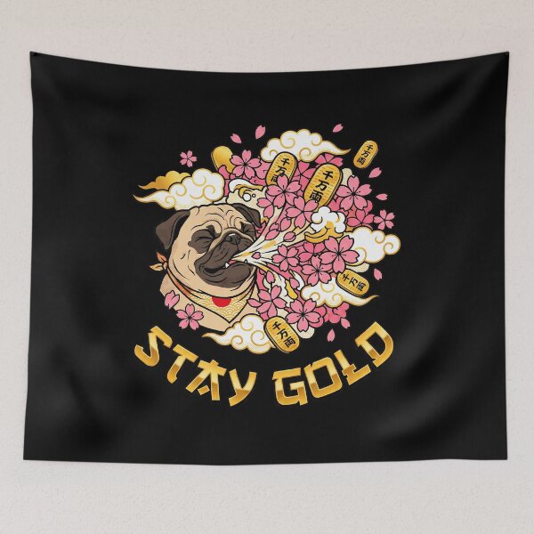 Item preview, Sneezing Pug Scattering Sakura Flowers and Gold Ingots designed and sold by Tong4130.