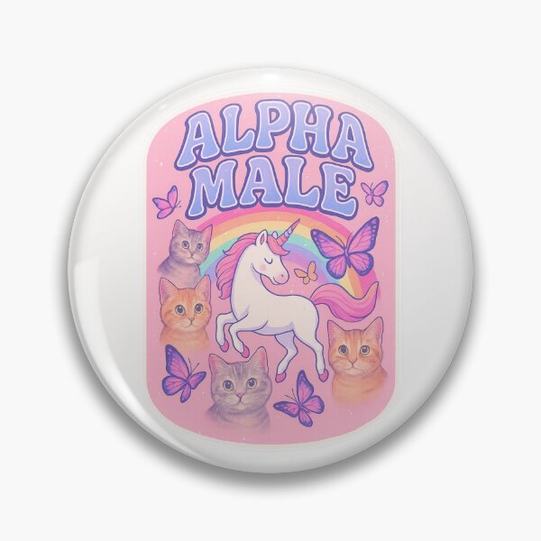 Item preview, Alpha Male – Unicorns, Cats, and Butterflies on Pink Rainbow Background designed and sold by Places On Earth.