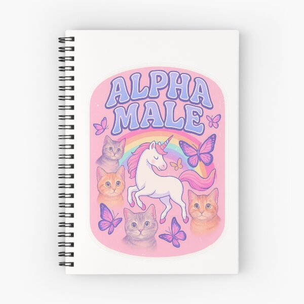 Item preview, Alpha Male – Unicorns, Cats, and Butterflies on Pink Rainbow Background designed and sold by Places On Earth.