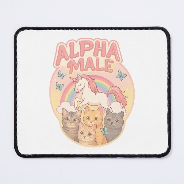 Item preview, Alpha Male Pastel Edition – Unicorn, Cats, and Butterflies Satire designed and sold by Places On Earth.