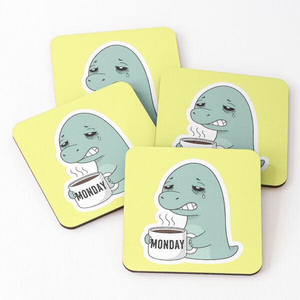 Item preview, Funny Monday Dinosaur Mood Cute Sleepy Dino Drinking Coffee for Work and Office Humor designed and sold by bvdesignart.