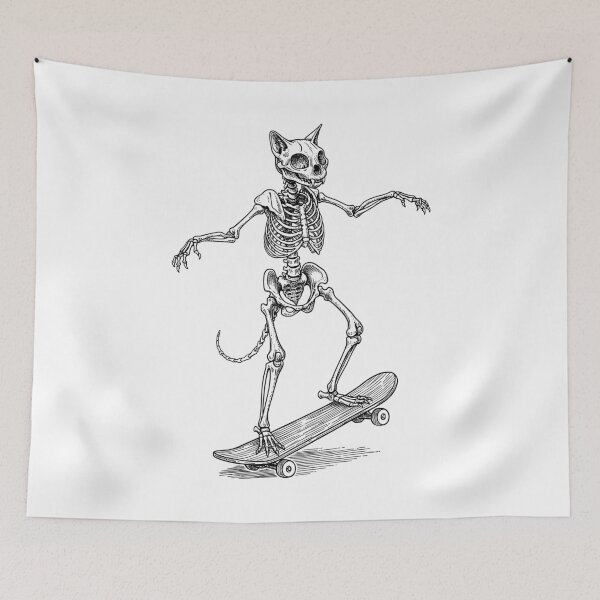 Item preview, Skater Skateboarder Cat Skeleton Funny Animal Skateboarding designed and sold by GrandeDuc.