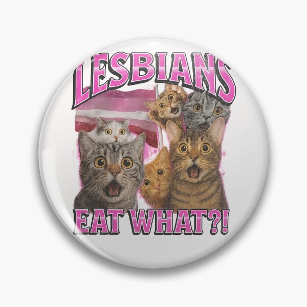 Item preview, Lesbians Eat What – Shocked Cats and Pride Flag Gag designed and sold by Places On Earth.