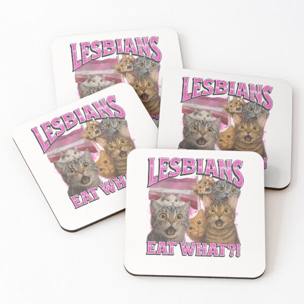 Item preview, Lesbians Eat What – Shocked Cats and Pride Flag Gag designed and sold by Places On Earth.