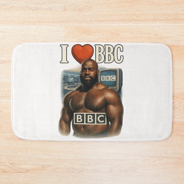 Item preview, I Love BBC – Bodybuilder with Vintage Television Twist designed and sold by Places On Earth.
