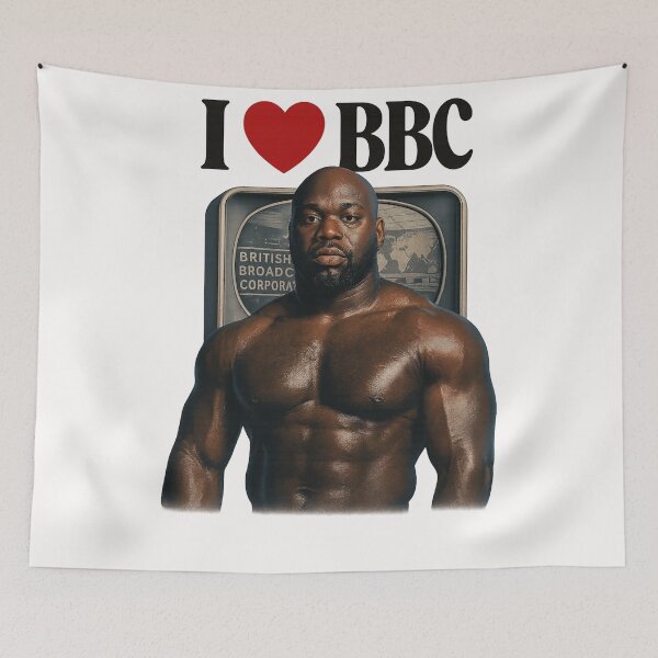 Item preview, I Love BBC – Retro Television and Muscle Joke designed and sold by Places On Earth.