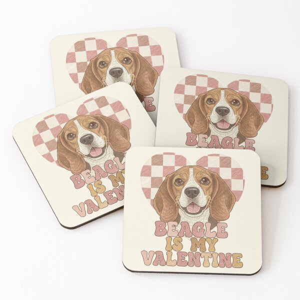 Item preview, Beagle Is My Valentine - Handcrafted Style Retro Dog Art designed and sold by Nordic Echo.