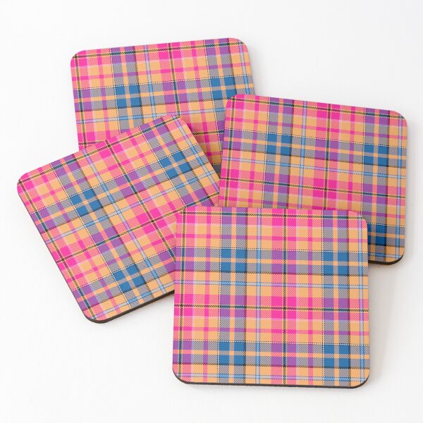 Item preview, Blue and Pink Tartan Plaid On Orange Background  designed and sold by PatternTitan.