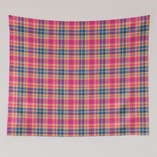 Item preview, Blue and Pink Tartan Plaid On Orange Background  designed and sold by PatternTitan.