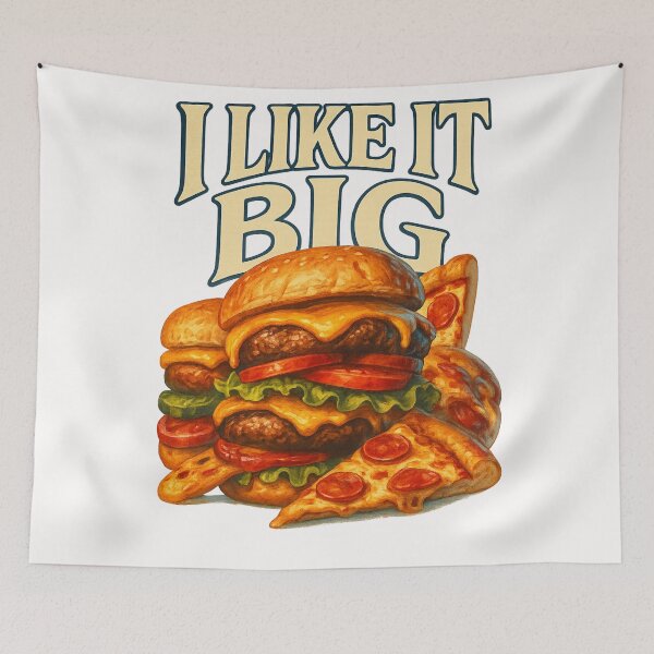 Item preview, I Like It Big – Giant Burger and Pizza Food Joke designed and sold by Places On Earth.