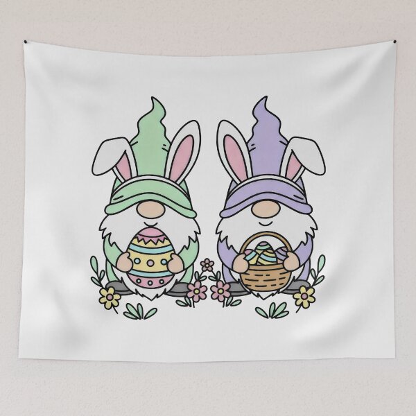 Item preview, Easter Gnomes with Bunny Ears and Colorful Spring Eggs Art designed and sold by SplashTastic.