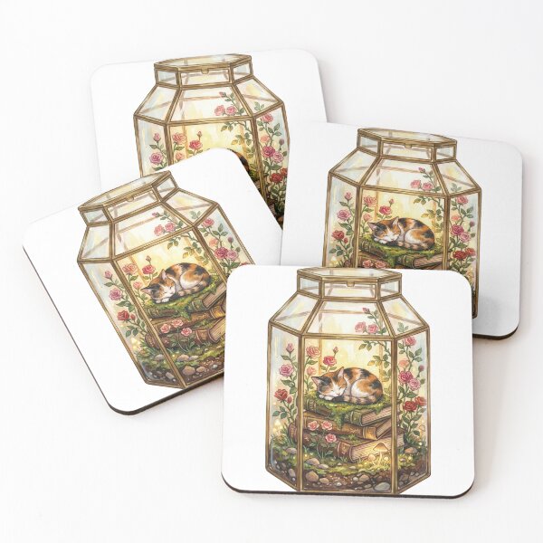 Item preview, Magical Watercolor Cat Sleeping in a Floral Book Terrarium designed and sold by EverBranz-stor.