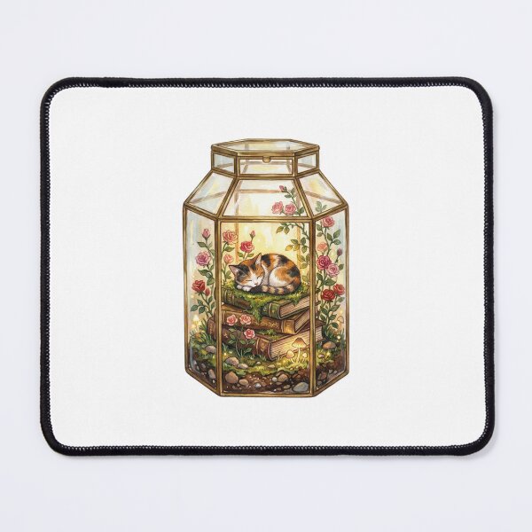 Item preview, Magical Watercolor Cat Sleeping in a Floral Book Terrarium designed and sold by EverBranz-stor.