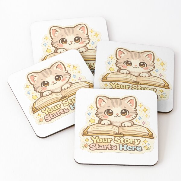 Item preview, Cute Reading Cat Your Story Starts Here Sticker designed and sold by Chytanka.