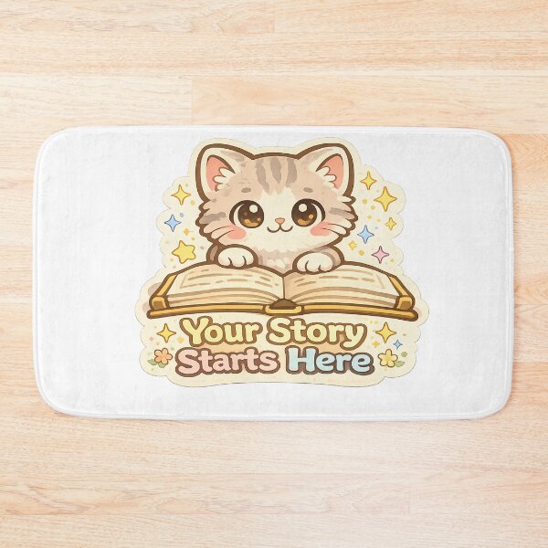 Item preview, Cute Reading Cat Your Story Starts Here Sticker designed and sold by Chytanka.