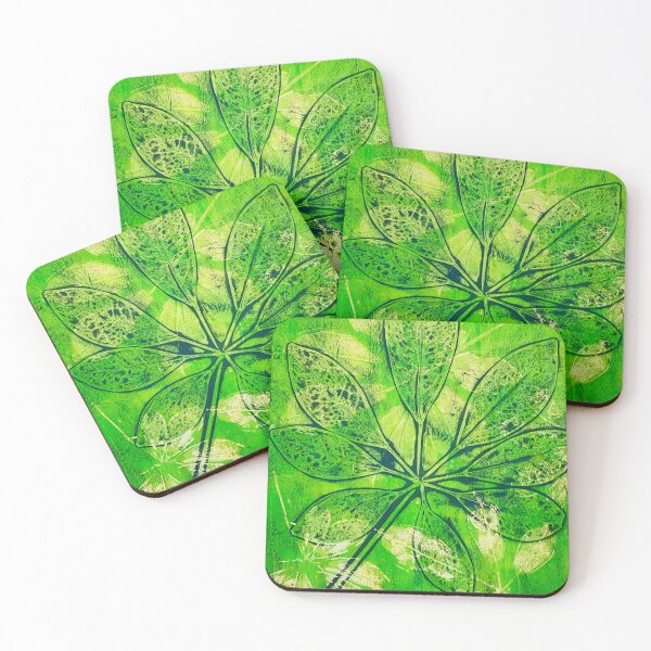 Item preview, Botanical GelliPrint - Leaves in Green and Yellow designed and sold by TreeCreek Art.