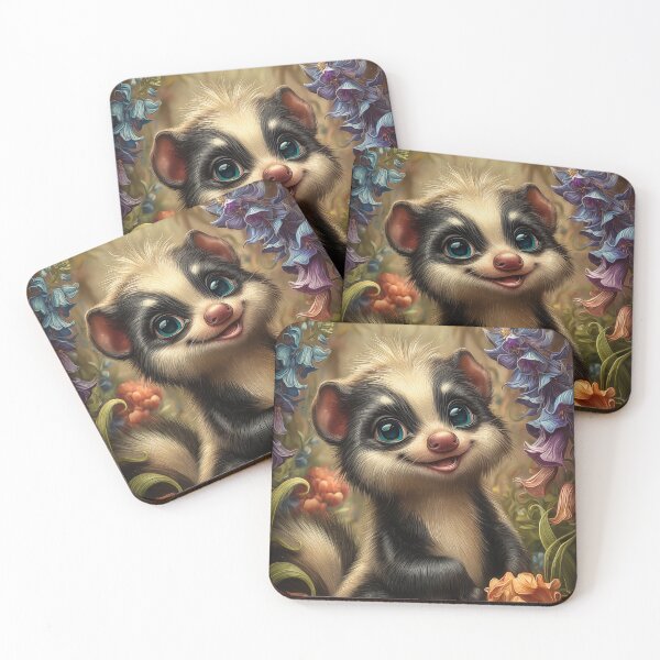 Item preview, Cute Cartoon Skunk Surrounded by Flowers designed and sold by PetsArt.
