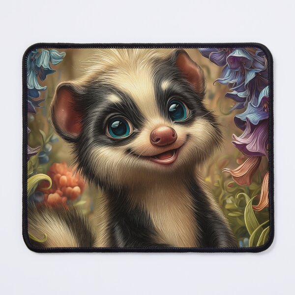 Item preview, Cute Cartoon Skunk Surrounded by Flowers designed and sold by PetsArt.