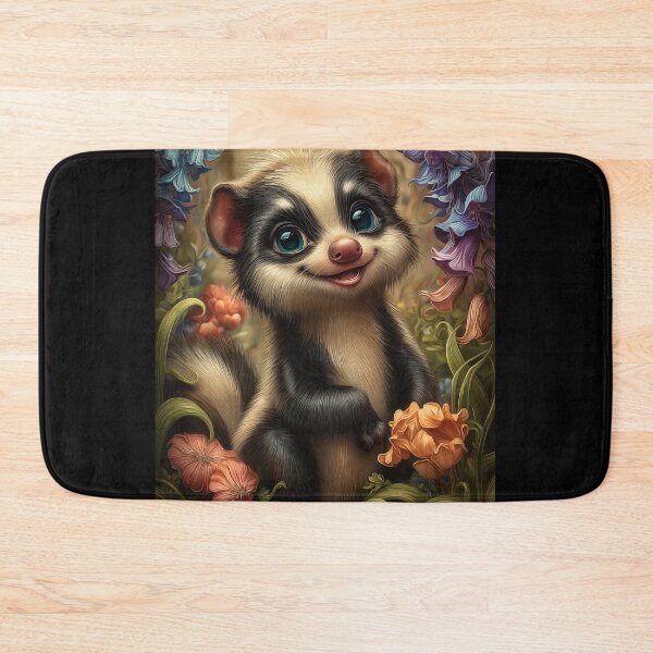 Item preview, Cute Cartoon Skunk Surrounded by Flowers designed and sold by PetsArt.