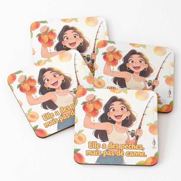 Item preview, She's got peaches, but no fishing rod! Funny French pun cartoon peach woman designed and sold by JonathanP514.