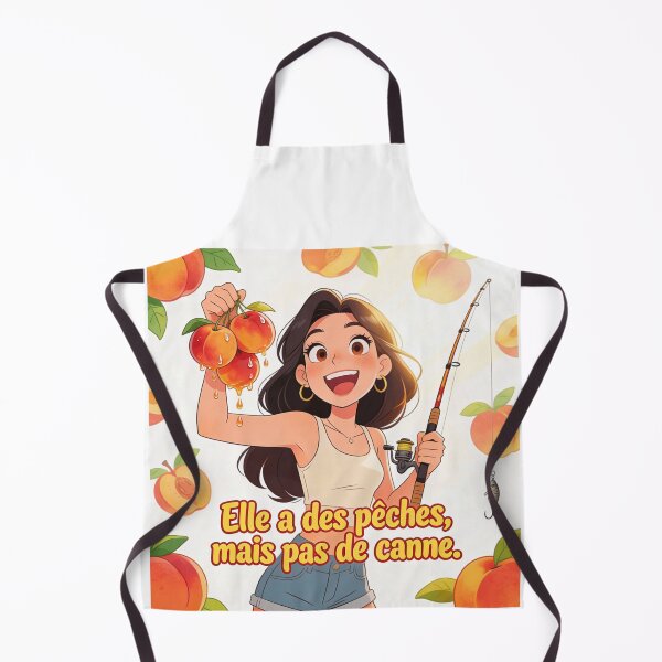 Item preview, She's got peaches, but no fishing rod! Funny French pun cartoon peach woman designed and sold by JonathanP514.