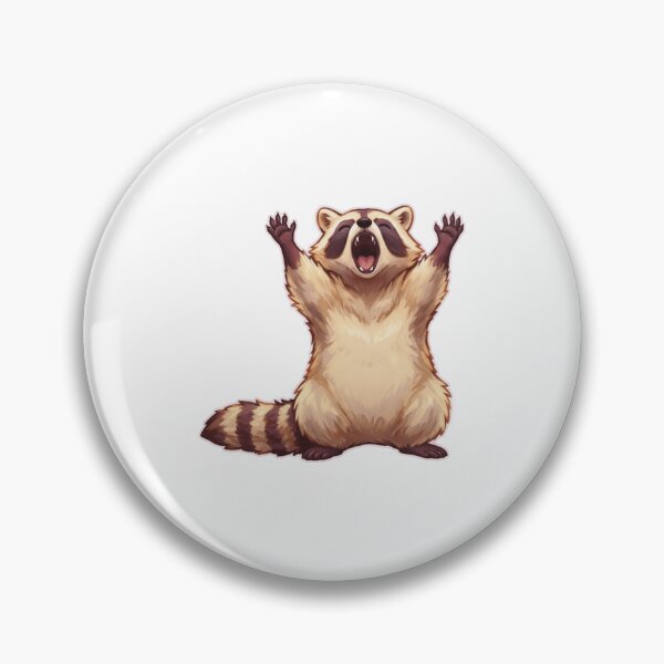 Item preview, Excited Raccoon with Raised Arms designed and sold by Mirandalab.