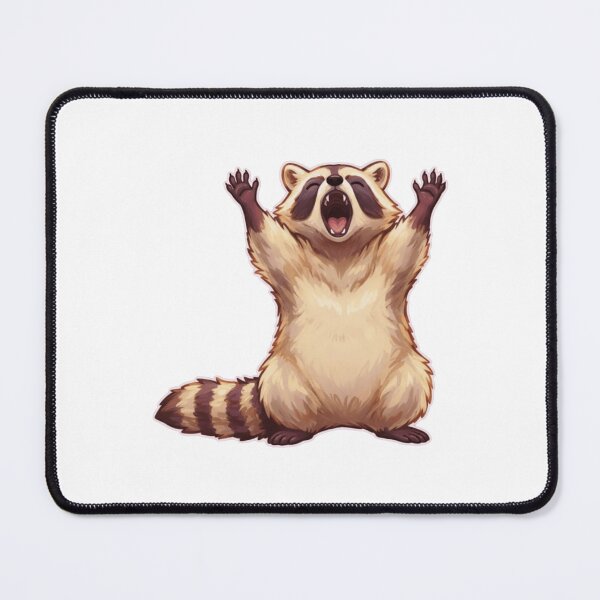 Item preview, Excited Raccoon with Raised Arms designed and sold by Mirandalab.
