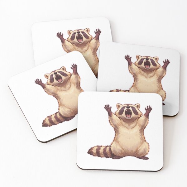 Item preview, Excited Raccoon with Raised Arms designed and sold by Mirandalab.