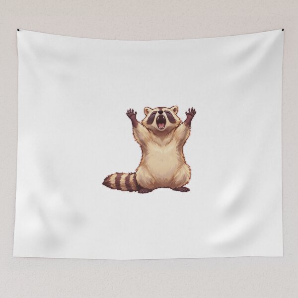 Item preview, Excited Raccoon with Raised Arms designed and sold by Mirandalab.