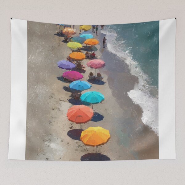 Item preview, Colorful Beach Umbrellas by the Shore designed and sold by lautir.