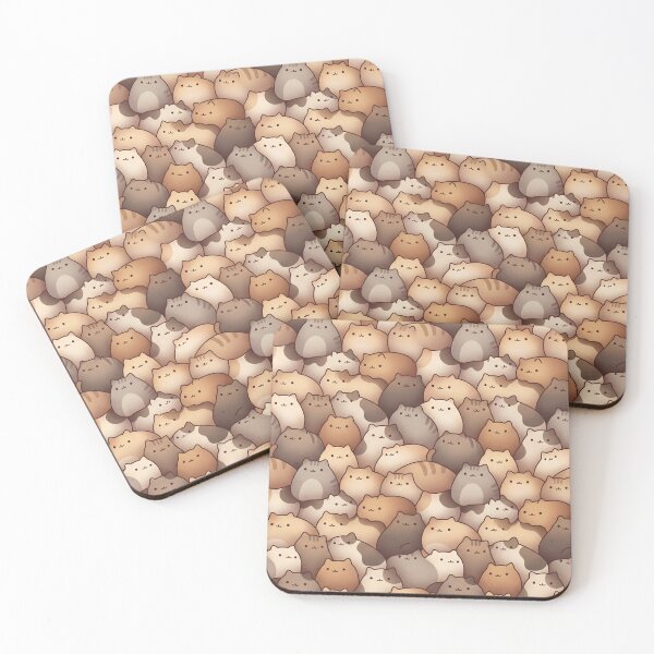 Item preview, Cute Kawaii Cats Pile Pattern – Cozy Neutral Tones designed and sold by v1per4ever.