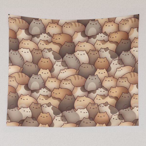 Item preview, Cute Kawaii Cats Pile Pattern – Cozy Neutral Tones designed and sold by v1per4ever.