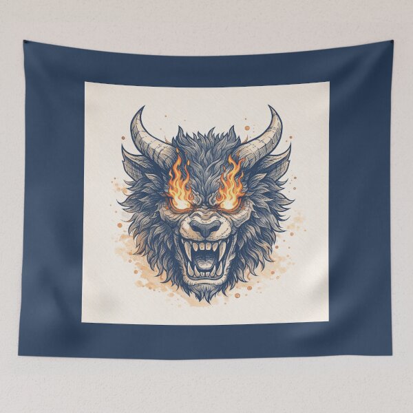 Item preview, Fire Eyes Beast Illustration – Minimalist Mythical Creature Art designed and sold by DrizzyV.