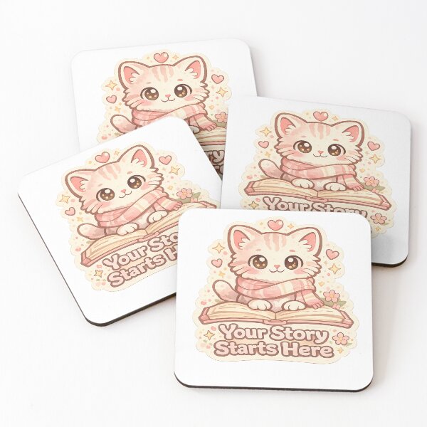 Item preview, Cute Pink Reading Cat Your Story Starts Here Sticker designed and sold by Chytanka.